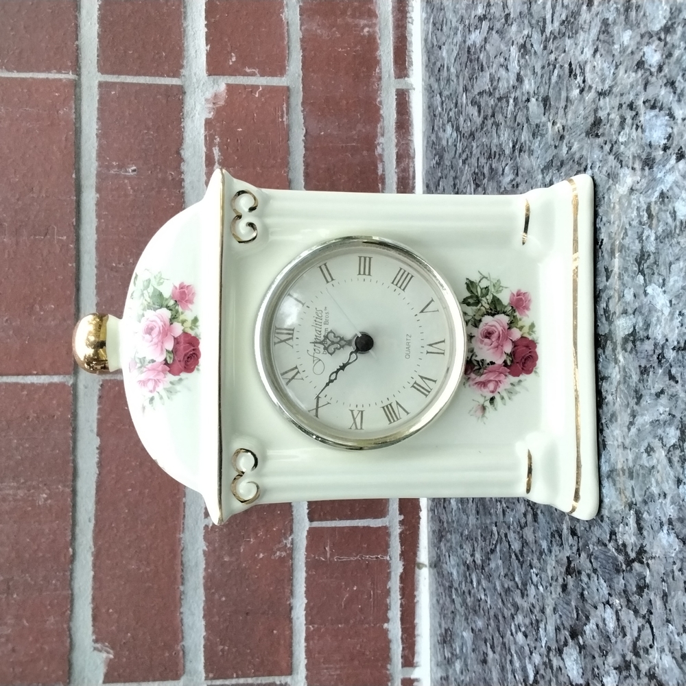 Formalities by Baum Bross Victorian Rose Porcelain clock